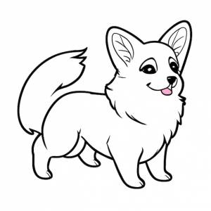 Книжка-раскраска корги для детей от 48 лет, страница книжки-раскраски с простыми линиями, простые контуры, клеа