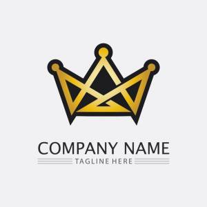 Логотип короны и дизайн логотипа королевы короля шаблон векторной иллюстрации