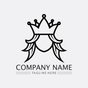 Логотип короны и дизайн логотипа королевы короля шаблон векторной иллюстрации