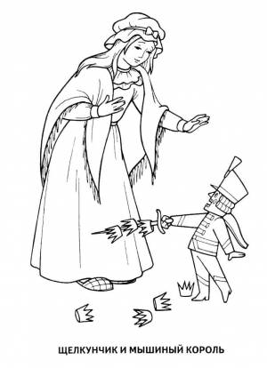 Раскраски короля, Раскраска Щелкунчик победил мышиного короля сказки пушкина