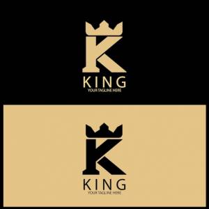 Буква k и логотип короля и векторный шаблон