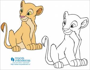 Цветная раскраска Король лев для детей