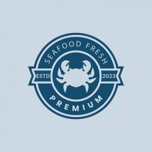 Логотип краба, морепродукты, свежий ресторан, векторный символ, иконка, шаблон дизайна иллюстрации