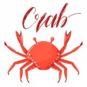 иллюстрация краба на белом фоне с надписью