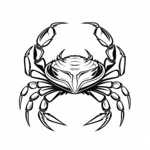 Черно-белый рисунок краба с черно-белым рисунком