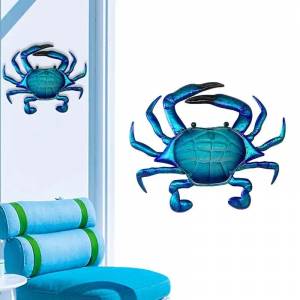 Синий краб, Настенный декор, большой прибрежный металлический краб, подвески, искусство, стекло, синий, прочный железный краб, Настенная скульптура для гостиной, террасы