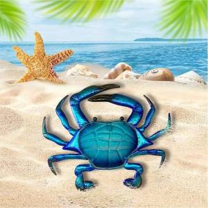 Синий краб, Настенный декор, большой прибрежный металлический краб, подвески, искусство, стекло, синий, прочный железный краб, Настенная скульптура для гостиной, террасы