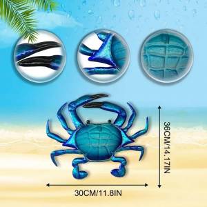 Синий краб, Настенный декор, большой прибрежный металлический краб, подвески, искусство, стекло, синий, прочный железный краб, Настенная скульптура для гостиной, террасы