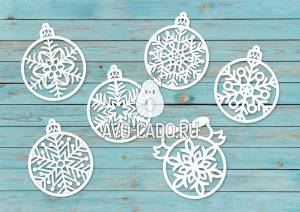 Вытынанки новогодние шары  и  шаблоны