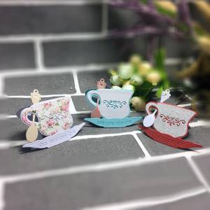 Винтажная чайная чашка, ложка, металлический трафарет, сделай сам, альбом для скрапбукинга, альбом, трафарет