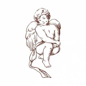 Элегантный рисунок симпатичного сидящего изолированного купидона