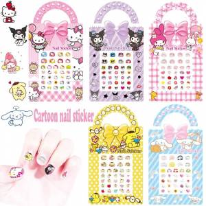 Hello Kitty Kuromi My Melody Cinnamoroll помпоны пуриновые наклейки ручной работы самодельные наклейки для ногтей украшение для ногтей детские наклейки игрушки
