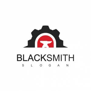 Шаблон дизайна логотипа кузнеца с иллюстрацией значка наковальни