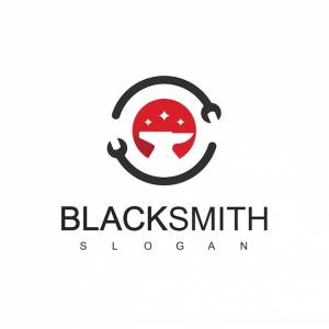 Шаблон дизайна логотипа кузнеца с иллюстрацией значка наковальни