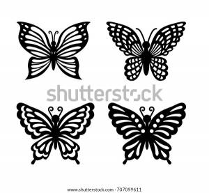 Коллекция черных бабочек, изолированных на прозрачном