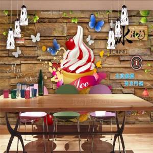Европейская и американская стандартная настенная бумага, 3D мороженое со вкусом, магазин мороженого, промышленное украшение, фон, Настенные обои 3d