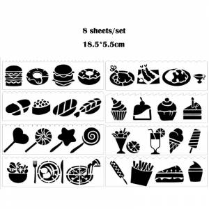 Трафарет для рисования в виде пончика, мороженого, альбом трафареты сделай сам для скрапбукинга, декоративные аксессуары, шаблон для рисования, 8 шт