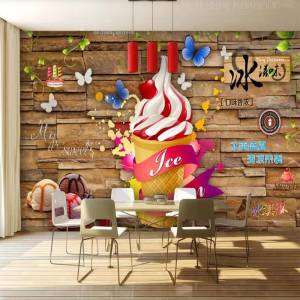 Европейская и американская стандартная настенная бумага, 3D мороженое со вкусом, магазин мороженого, промышленное украшение, фон, Настенные обои 3d