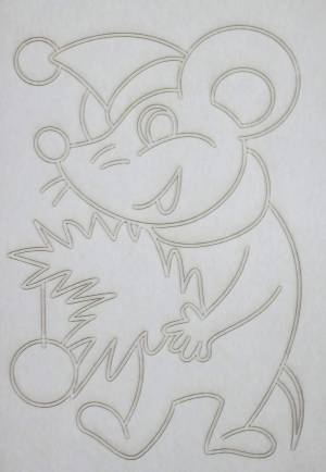 трафарет для рисования цветным песком Мышь новогодняя ф