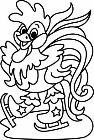 трафарет для рисования цветным песком Посыпай-ка Петух на коньках ф