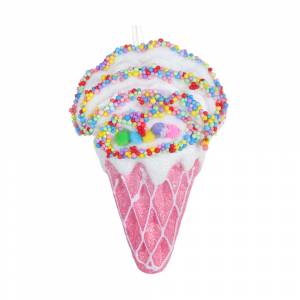 СНОУ БУМ Подвеска декоративная в виде мороженого-рожка с кремом, 11x6x17 см, 2 цвета