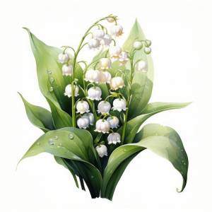 Нежный ландыш акварельный клипарт на белом фоне создан ai