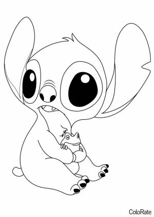 Раскраска Стич и лягушка
