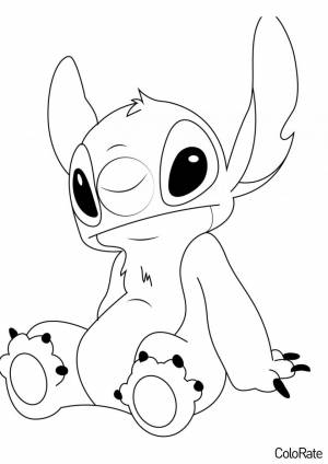 Раскраска Стич в недоумении