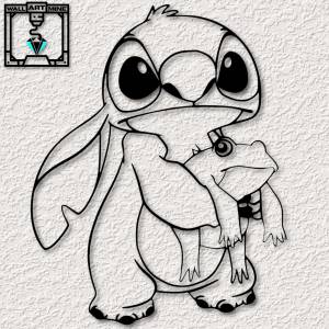 Файл STL Disney Stitch wall art Stitch holding frog wall decor disney character ・Шаблон для загрузки и 3D-печати・Cults