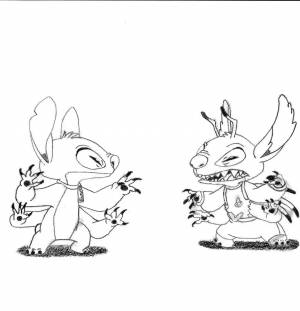 Раскраски стич, Раскраска Стич и злой инопланетянин мультик