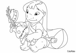 Раскраска Лило с куклой