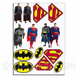 Супергерои Бетмен и Супермен вафельная картинка от интернет-магазина «Домашний Пекарь» с оперативной доставкой