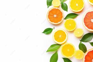 цитрусовые на белом фоне с листьями вид сверху, высокое разрешение, фрукты, много фон картинки и Фото для й загрузки