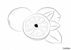 Раскраска Лимон с листиками