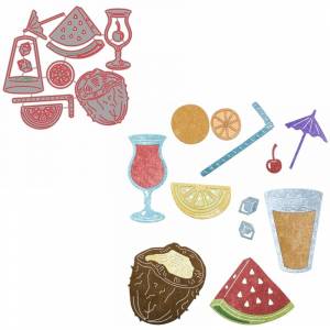 Трафарет для скрапбукинга, кокоса, лимона, вишни, тропических фруктов, холодных напитков