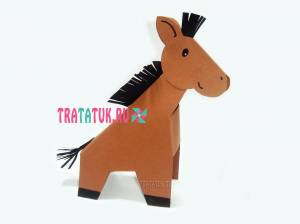 Лошадь из бумаги по шаблону