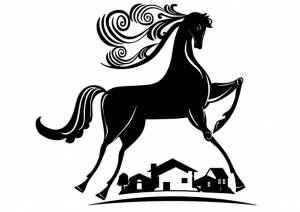 Вытынанки на окна Лошади