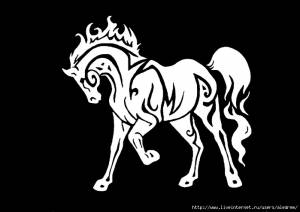 Вытынанки на окна Лошади