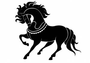 Вытынанки на окна Лошади