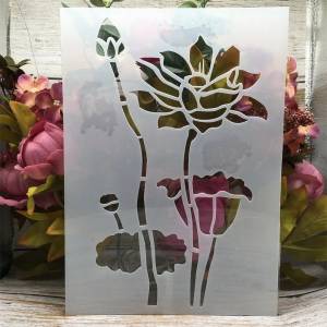 29 см Цветок лотоса DIY слойные трафареты настенная живопись раскраска для скрапбукинга тиснильный альбом декоративный шаблон