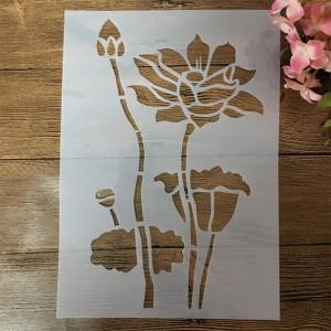 29 см Цветок лотоса DIY слойные трафареты настенная живопись раскраска для скрапбукинга тиснильный альбом декоративный шаблон