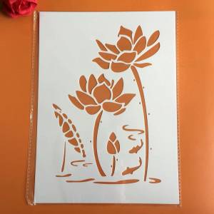 Трафареты для рисования стен, , 29 х21 см, цветок лотоса, раскраска для скрапбукинга, рельефная декоративная альбомная бумага