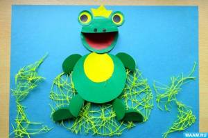 Детский мастер-класс по объёмной аппликации «Царевна-лягушка» из кругов