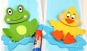 лягушка аппликация из бумаги