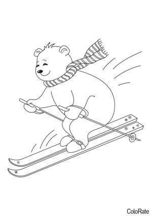 Раскраска На лыжах