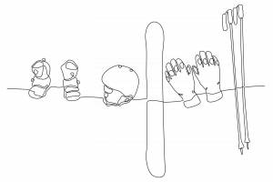 Рисунок карандашом лыжи для детей