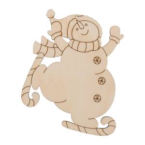 Заготовки для декорирования ВД-1001 подвеска Снеговик на лыжах фанера Mr