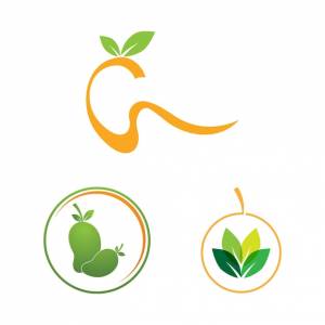 Манго логотип плоский и векторный шаблон дизайна символов