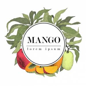 Манго дерево старинный дизайн шаблона