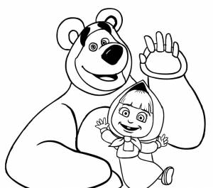 Трафарет маши и медведя